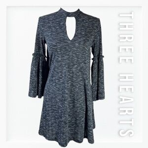 Three Hearts Grey Bell Sleeve Lightweight Sweater Dress sz M
